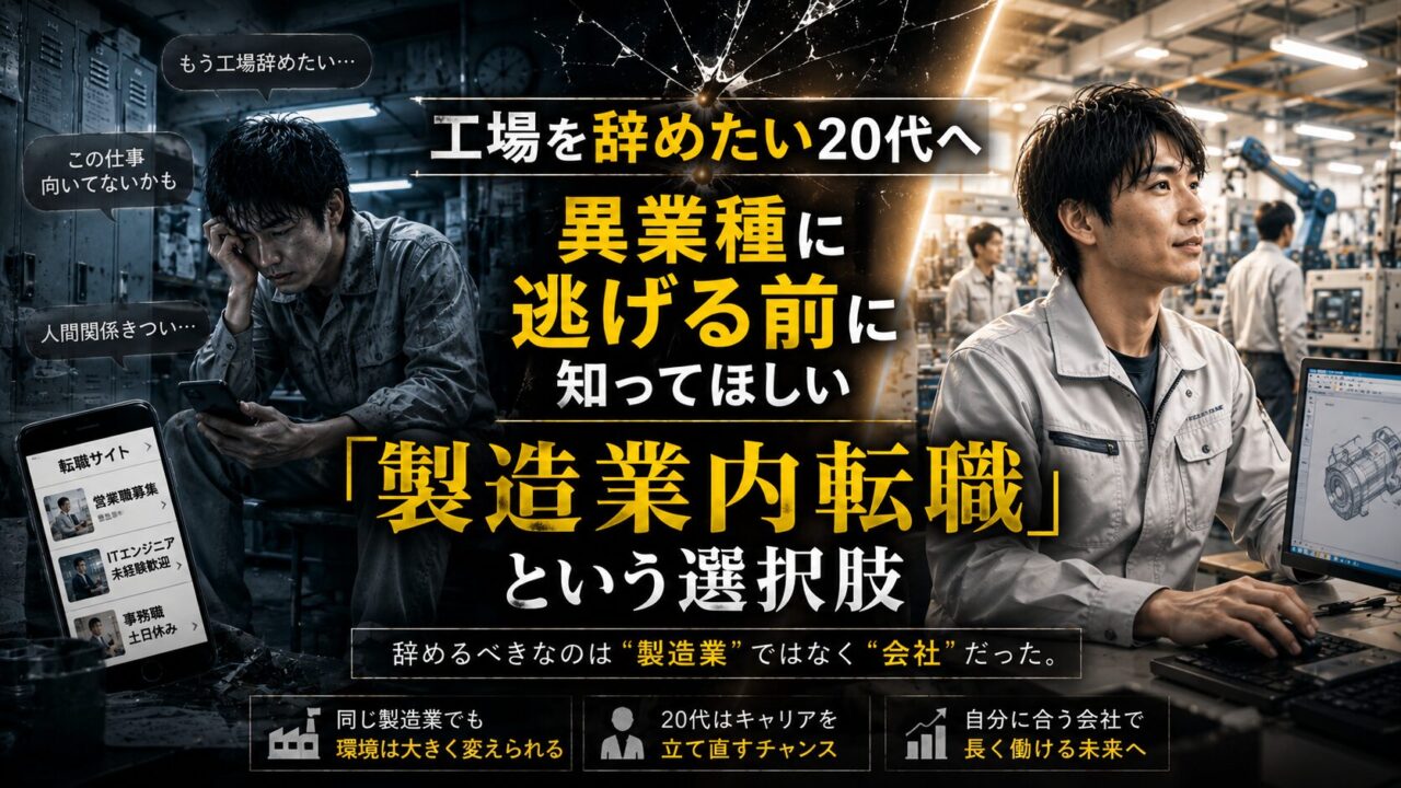 Codenest 工場を辞めたい20代へ|異業種に逃げる前に知ってほしい「製造業内転職」という選択肢|CODENEST